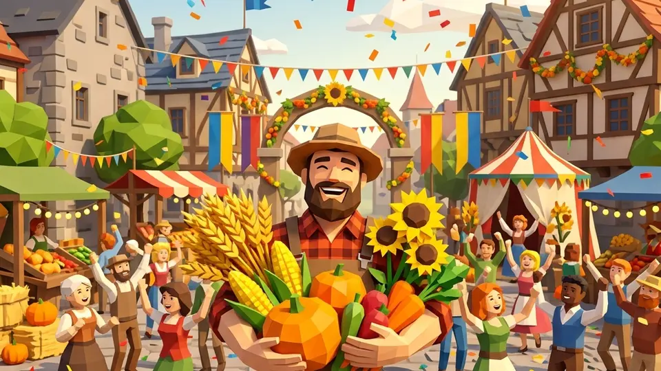 Festival de cosecha en el pueblo multijugador de Farm World