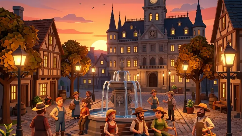 Plaza del pueblo compartido en Farm World MMORPG